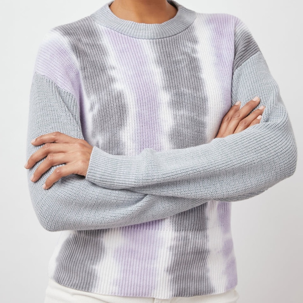 Rails Karis Sweater Aqua Tie Dye Size XS Cotton Grey Purple White